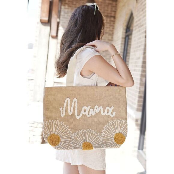 New Simply Southern Embroidered Mama Beach Tote Large Jute - Picture 1 of 11